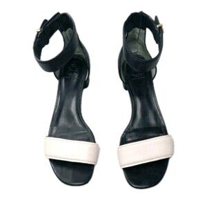 Tory Burch Tana Ankle-Wrap City Sandal Size 8 M Black & White